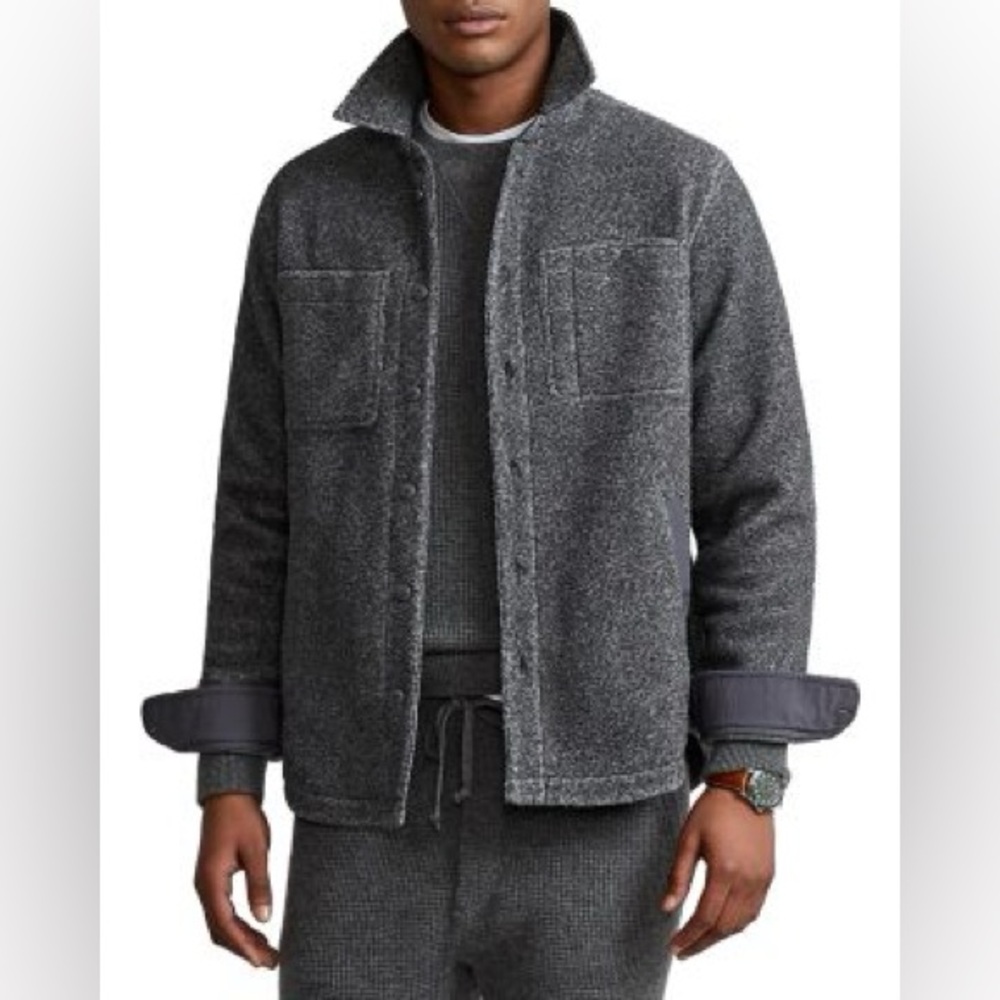 Polo Ralph Lauren Sherpa Brushed Fleece Jacket In Gray Size XL Tall